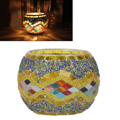 BEIJIALY Glass Votive Candle Holder, Mosaic Tealight Candle Holder Beautiful Romantic European Style Glass Candlestick Holder for Wedding Decoration