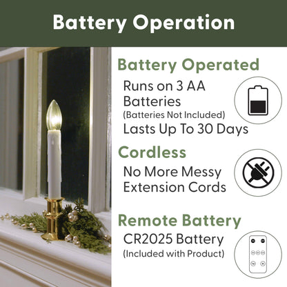 612 Vermont Ultra-Bright LED Window Candles with Timer, Remote Control, Twinkle/Steady LED Light, Battery Operated, Slim Metal Base, VT-9167-R4-BW (Pack of 4, Polished Brass)