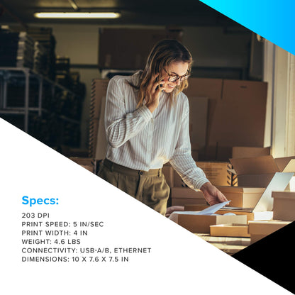 ZEBRA GK420t Thermal Transfer Monochrome Desktop Printer Print Width of 4 in USB and Ethernet Port Connectivity GK42-102210-000