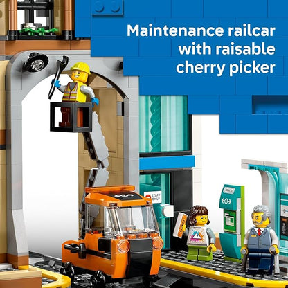LEGO City Central Train Station Building Toy - Multi-Level Pretend Play Set for Boys &amp Girls Ages 7+ - Building Blocks for Kids - Gift Idea for Birthdays - 60469