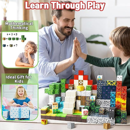 300PCS Magnetic Blocks for Kids 0.8in Magnetic Building Block Toys for Boys Girls Age 3 4 5 6 7 8 9 10 Magnet Cubes Game Magnetic Tiles STEM Toys Christmas Birthday Gifts for Kids Toddlers