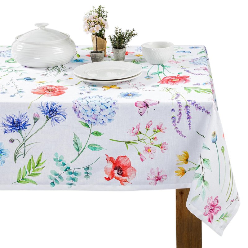 Maison d' Hermine Table Cloth Rectangle Table 100% Cotton 60 x 90 Inches Tablecloth Reusable Decorative for Dining Kitchen Room Farmhouse Home Gifts for Mothers Day Spring Summer - Just Floral