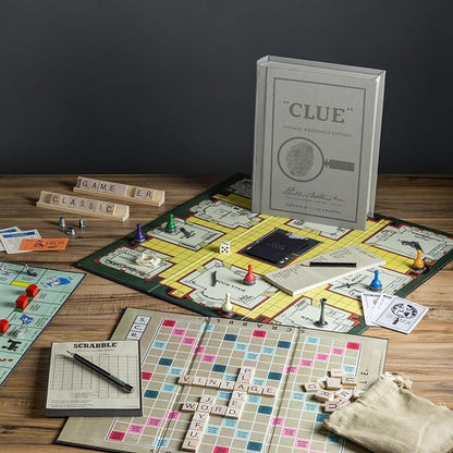 WS Game Company Collection of 15 Vintage Bookshelf Board Games Including Scrabble Monopoly Clue Yahtzee Chess Boggle Candy Land Connect Four &amp Sorry! - Classic Family Games for Kids &amp