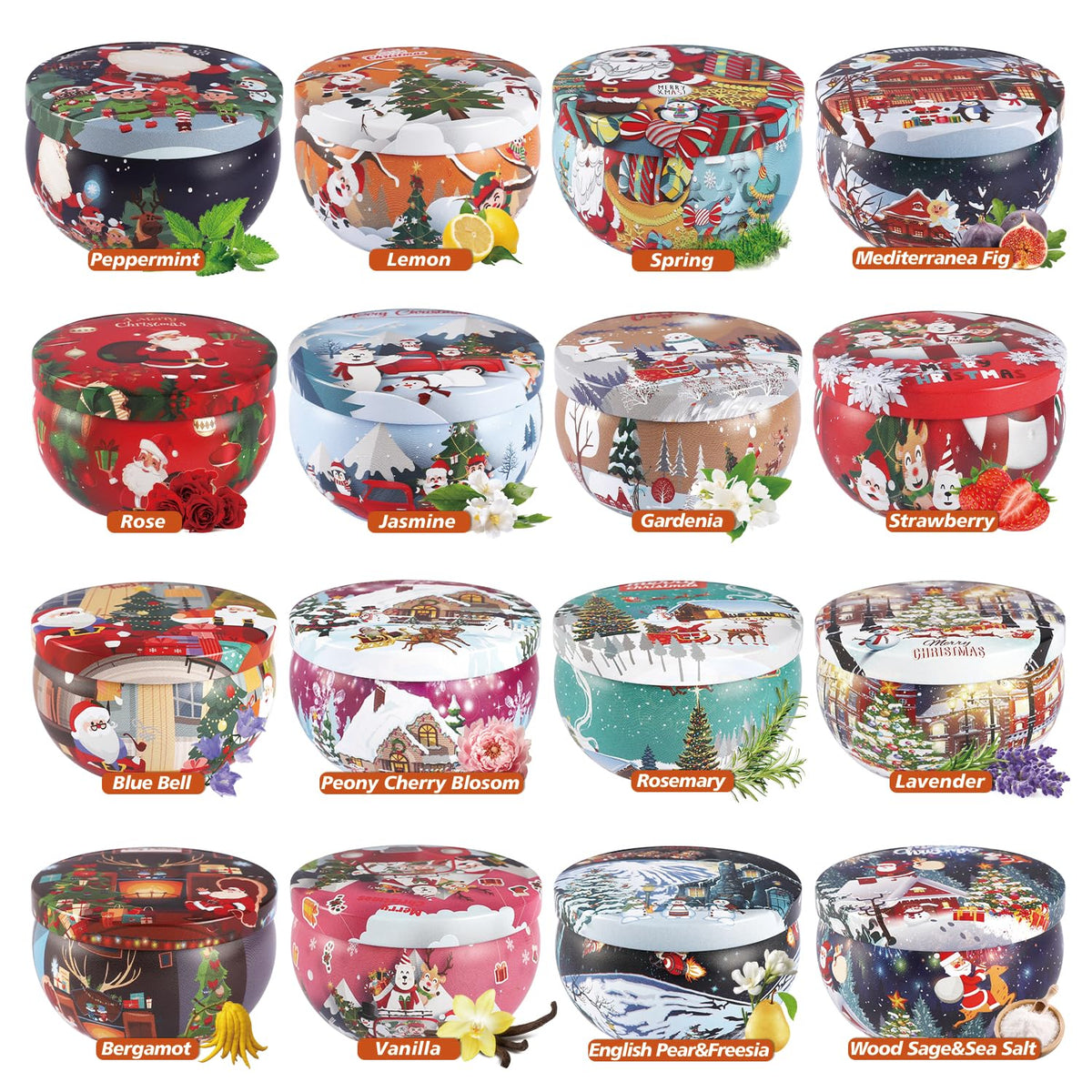 16Pack Christmas Scented Candles Gift- Aromatherapy Candle-Soy Wax-Long Lasting Burn time, Christmas Thanksgiving Gifts for Women，Home Decor
