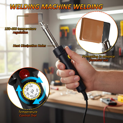 PU Round Belt Welding Machine Set, 110V 200W Electric Polyurethane Belt Soldering Iron with Pliers & Scissors, 150-400℃ Belt Welder Tool Set for PU Belt V-Belt Plastic Joint Fusing Bonding