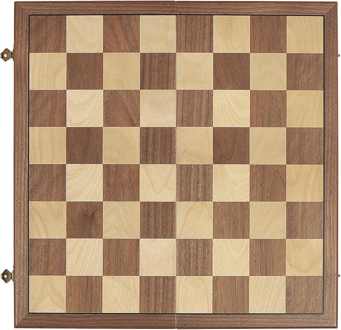 Walnut 15 Magnetic Checkers Board Game Set - Folding Wooden 8x8 Chessboard with 24 Interlocking Pieces Storage Slots - Family Strategy Game for Beginners &amp Kids Adults