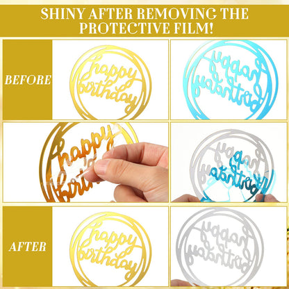 Shihanee 84 Pcs Birthday Cake Toppers Decorations Long Thin Metallic Birthday Candles Bulk Number Candles 0-9 DIY Cake Decor for Wedding Anniversary Party(Gold)