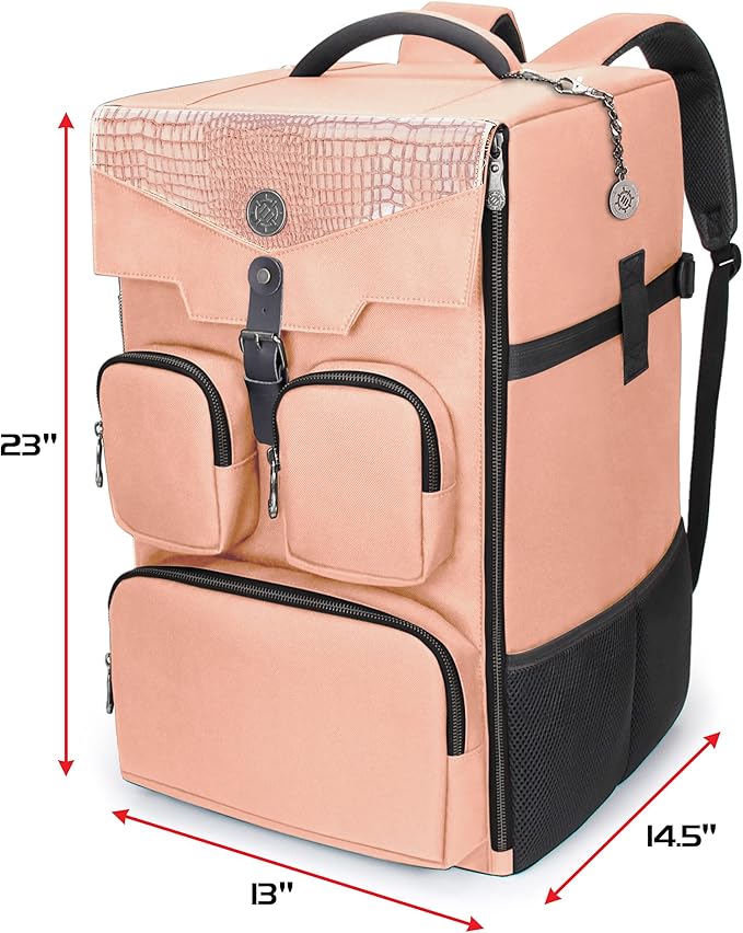 ENHANCE Collector's Edition Board Game Backpack - Reinforced Rigid Board Game Storage with Padded Shoulder Straps Carrying Handle and Accessories Pockets for Dice Cards More (Dragon Pink)