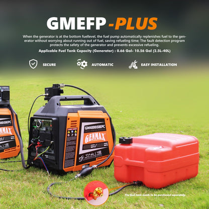 GENMAX 12V DC Electric Fuel Pump with Auto Start-Stop Sensor, auto Liquid Transfer Pump for E15, E85, Gas, Diesel & More，with Overfill Protection(GMEFP-PLUS)