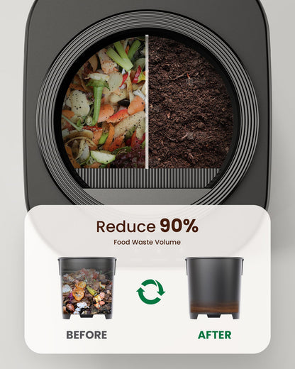 Ouaken 4L Electric Composter for Kitchen, Smart Countertop Compost Bin, Odorless | Low Noise | Auto-Cleaning | Turn Food Waste into Fertilizer, Indoor Food Waste Compost Machine, Black