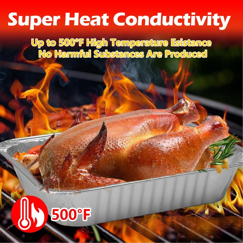 MAXTBEE 9x13 Aluminum Foil Pans, 30 Pack Disposable Trays Half Size Heavy Duty Tin Pans Deep Food Containers For Cooking, Meal Prep, Baking, Roasting, Chafing, Heating or Steam Table