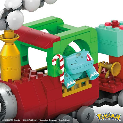 MEGA Pokemon Action Figure Building Toys Holiday Train with 373 Pieces 4 Poseable Characters Gift Idea for Kids