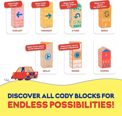 Cody Block U-Turn Expansion Set Educational Wooden Building Blocks and Car STEM Toys for Preschool Kids Ages 3+