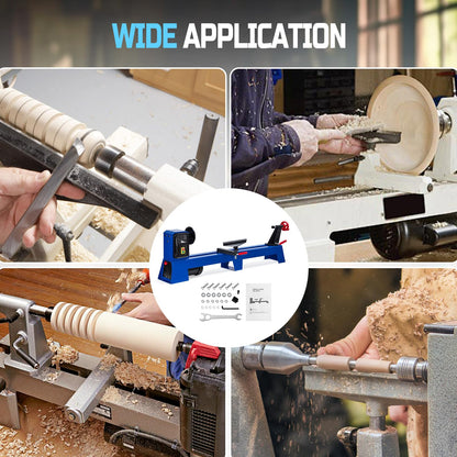 Garvee Wood Lathe, 14 in x 40 in Benchtop Wood Lathe Machine 0.5 HP Infinitely Variable Speed 1040-2980 RPM, Wood Turning Lathe Machine with Wrench & 2 Chisels for Woodworking, Woodturning