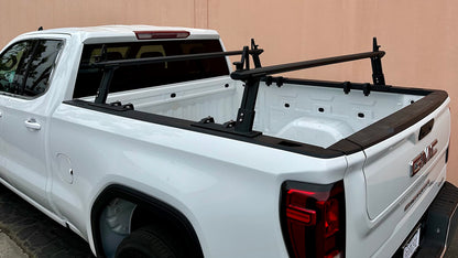 MaxxHaul Universal Aluminum Truck Ladder Lumber Pipe Contractor Rack - 500 lb Capacity 17" Mid Height with Mounting Clamps No-Drill Installation for Pickup Trucks - Crossbar Sold Separately
