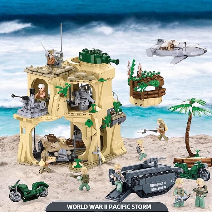 General Jim's Battle of Iwo Jima WW 2 Military Brick Building Set Building Block Model or Playset Great Gift for History Enthusiast Teens and Adults