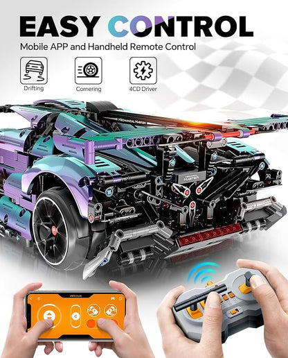 Super Plated Sports Car Building Kits Adult Collectible Model and Race Engineering Toy Set 1:10 Scale Electric Driftable Remote Control Sports Car for Adults Men Teens