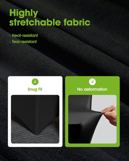 Pureegg Spandex Tablecloth 6ft - 2 Pack, Fitted and Tight Cloth for Rectangle Table, Wrinkle-Free and Stretch Table Cover for Party, Wedding, Banquet and Birthday, Black