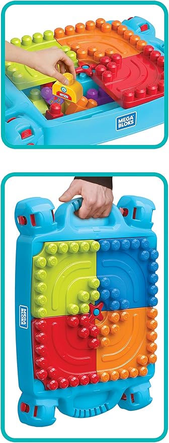 Mega Bloks First Builders Build 'n Learn Table with Big Building Blocks Building Toys for Toddlers (30 Pieces)
