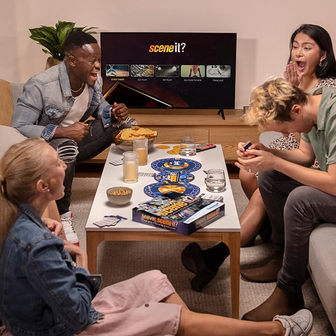 Scene It? Movie Trivia Board Game The Ultimate Movie Knowledge Test Puzzle-Solving Family Party Game Stream Real Clips with Gamestar App