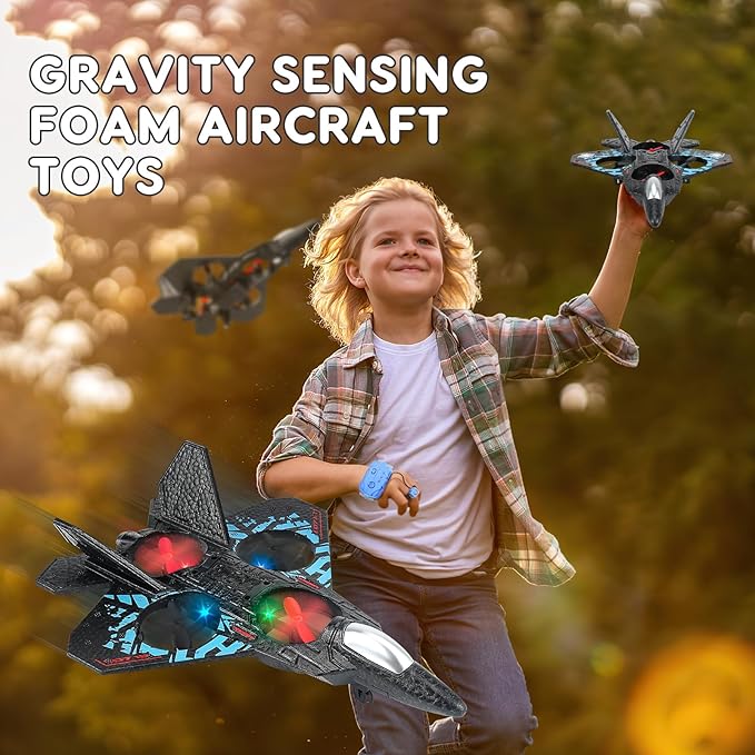 RC Plane Remote Control Airplane Toy 2025 New Remote Control Plane Fighter Jet 2-Way Remote Control Methods (Normal+Watch) 360° Flip Fighter Jet Toy Gravity Sensing Stunt Roll Gifts for Kids Boys