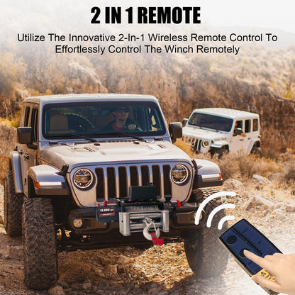 13,800 LBS Electric Winch, IP67 Waterproof 12v Truck Winch with 85Ft Red Synthetic Rope, Wireless & Wired Remote, Heavy Duty Power Winch for UTV, Off-Road, Towing, ATV & SUV