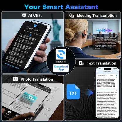 iTour Z50S Pro Max Translation Earbuds, Real Time Two-Way Translator Earbuds 127 Languages, Voice & Video Call Translator Headphones, Online & Offilne Language Translation Device for Travel & Business