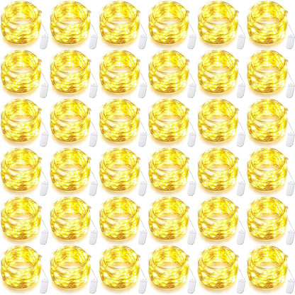 Riakrum 50 Pack 10 Ft LED Fairy Lights - Battery Operated Waterproof String Lights for Weddings & Decor | Warm White