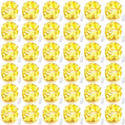 Riakrum 50 Pack 10 ft 30 LED Fairy Lights Battery Operated, Christmas Tiny String Lights Bulk Starry Light Waterproof for Mason Jars Wedding Party Christmas Centerpiece Table Decor, Warm White