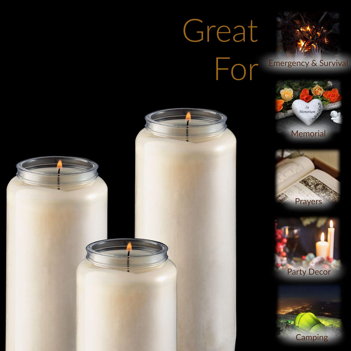 Rambue 9 Day Prayer Candles, 5 Pack - 7” White Memorial Candle for Shiva, Religious Ceremony, Party, Emergency Candles - Long Burning Vegetable Wax in Plastic Jars