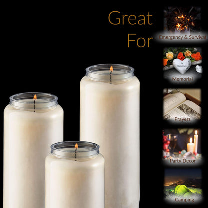 Rambue 9 Day Prayer Candles, 1 Pack - 7” White Memorial Candle for Shiva, Religious Ceremony, Party, Emergency Candles - Long Burning Vegetable Wax in Plastic Jars
