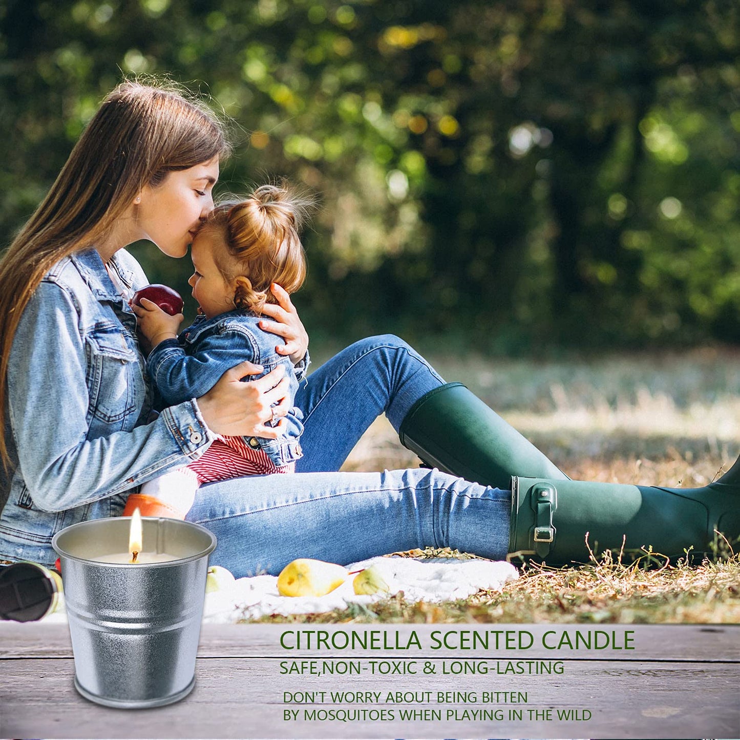 Pack of 12 Citronella Candles Small Bucket Soy Wax Votive Candle Made with Citronella Essential Oil, Use for Outdoor and Indoor