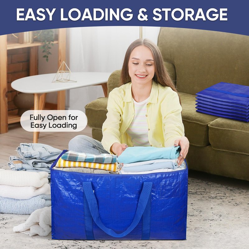 TICONN 16 Pack Extra Large Moving Bags with Zippers & Carrying Handles, Heavy-Duty Storage Tote Moving Boxes for Space Saving (16 PK, 30 Gallon)