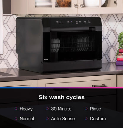 GE Profile Countertop Dishwasher, Energy Star, 6 place settings, 6 wash cycles, WiFi Connected, with Built-In Capabilities