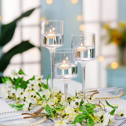 Nuptio 1 Set Tealight Candle Holder Tall Glass Candle Holder for Floating Candles, Glass Candle Holders for Pillar Candles, Tall Candle Holders for Table Centerpiece Home Party Wedding Table Decor