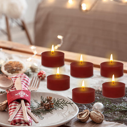 Christmas Red Scented Tealight 12 Pack Round Apple Scented Tealight Candles 4 Hour Burn Time Tea Candles for Holiday Christmas Halloween Thanksgiving Valentine's Day Scents, Gifts for Woman