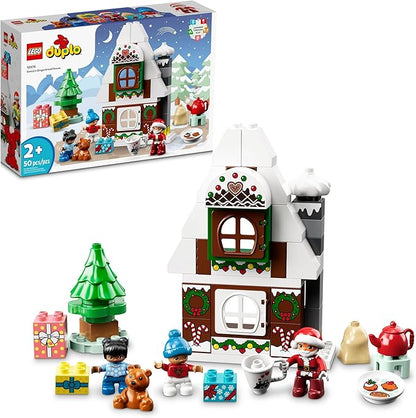 LEGO DUPLO Santa's Gingerbread House Building Set Christmas Toy for 2 Year Old Boys and Girls Includes Santa Claus Figure Stocking Filler Idea Great Gift for Toddlers 10976