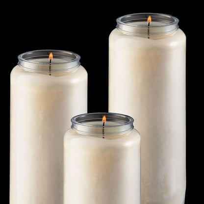 Rambue 9 Day Prayer Candles, 5 Pack - 7” White Memorial Candle for Shiva, Religious Ceremony, Party, Emergency Candles - Long Burning Vegetable Wax in Plastic Jars