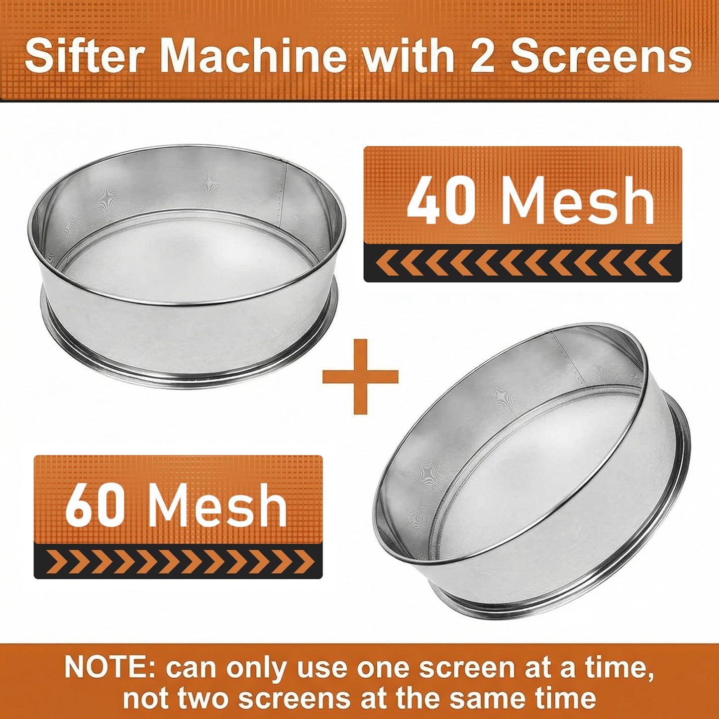 Automatic Sieve Shaker Machine, 110V Stainless Steel Vibrating Sifter with 40 & 60 Mesh Screens for Flour & Powders