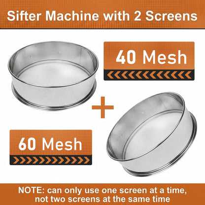 Automatic Sieve Shaker Machine, 110V Stainless Steel Vibrating Sifter with 40 & 60 Mesh Screens for Flour & Powders