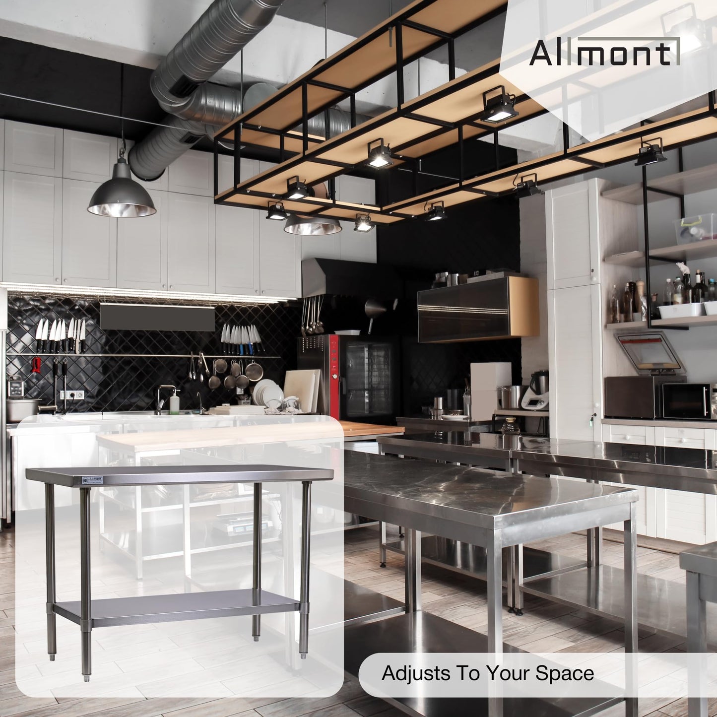 Allmont ALL16GWT2448 24" x 48" Stainless Steel Work Table, Silver