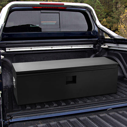 PeakPursuit Heavy Duty Steel Truck Bed Toolbox – Waterproof Storage Chest, Dual Hydraulic Levers & Lock, Fits Pickup, RV, Trailer, Garage, Workshop – Black, 30 x 15 in