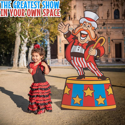 Fun Express Circus Ring Leader Life Size Cardboard Cutout Stand Up - Circus Theme Party Decorations for Birthday & Carnival Events | Premium Standee Decor for VBS & Photo Props