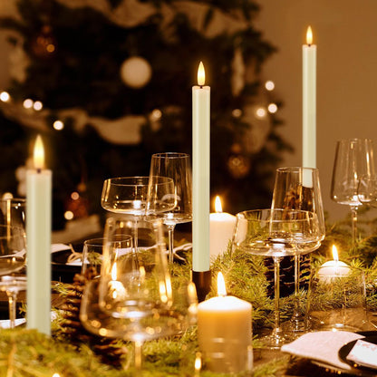 Flameless Taper Candles Battery Operated, Ivory LED Candles with Flickering Flame, 10.23" Plastic Electric Candlesticks, Remote Control & Timer for Home, Wedding, Christmas Decoration (Set of 8)