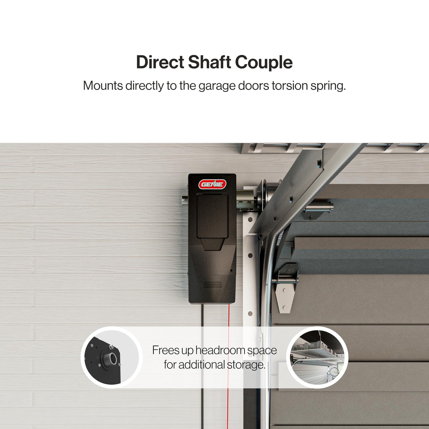 Genie 6072H-B Wall Mount Garage Door Opener with Battery Backup, Wall Mounted & Space Saving