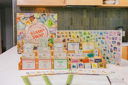 Stonemaier Games: Stamp Swap by Paul Salomon | A Competitive Stamp Collecting Strategy Board Game for Adults &amp Family | Curate the Most Well-Focused &amp Beautiful Stamp Collection | 1-5 Players