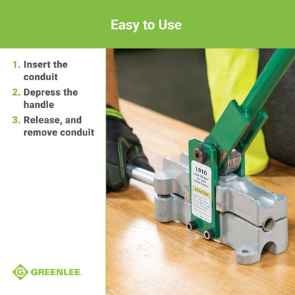 Greenlee 1810 Little Kicker Offset Hand Bender for 1/2" EMT Conduit, Silver/Green