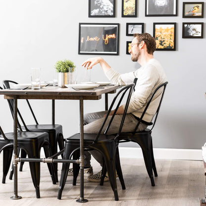 PIPE DECOR Industrial Kitchen Dining Table Base, 3/4 Inch Pipe, 30 Inch Height Rustic Metal Frame for Home Office, Basement, Study - Poker Design