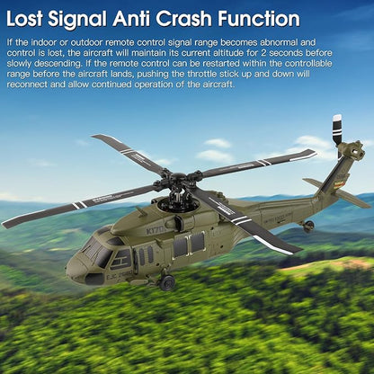 WLtoys K170 RC Helicopter 4CH 2.4GHz Fixed-Wing Aircraft RTF with 6-Axis Gyro One-Key Stunt &amp Altitude Hold Crash-Resistant Outdoor/Indoor Helicopter for Beginner Teens Adults