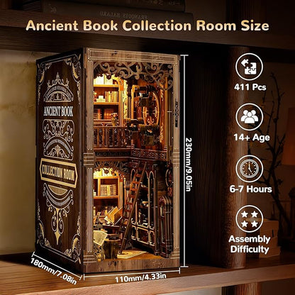 Book Nooks for Adults DIY Miniature Dollhouse Book Nook Kit Model Kits Craft Kits for Adults 3D Wooden Puzzle Book Nook Craft Bookshelf Decor Adult Craft Kits Gift with Led Light